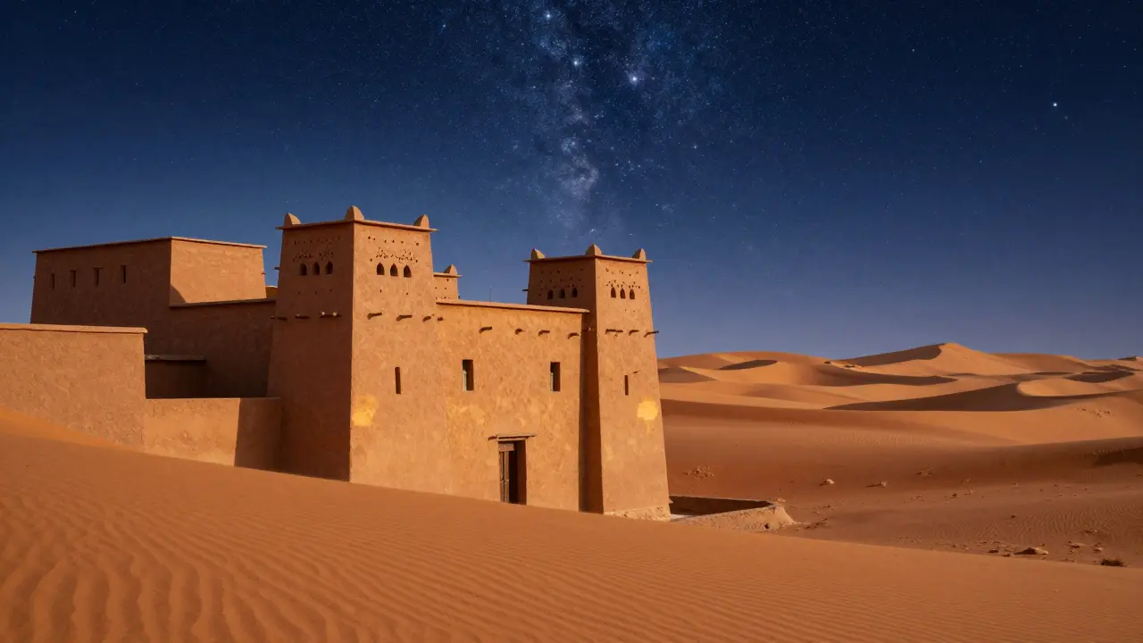 Architecture ocre de Ghardaïa et dunes étoilées du Sahara à Djanet.