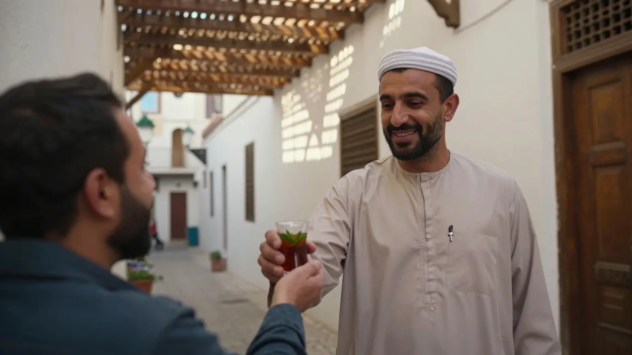 Un habitant d'Alger offrant chaleureusement du thé dans la Casbah